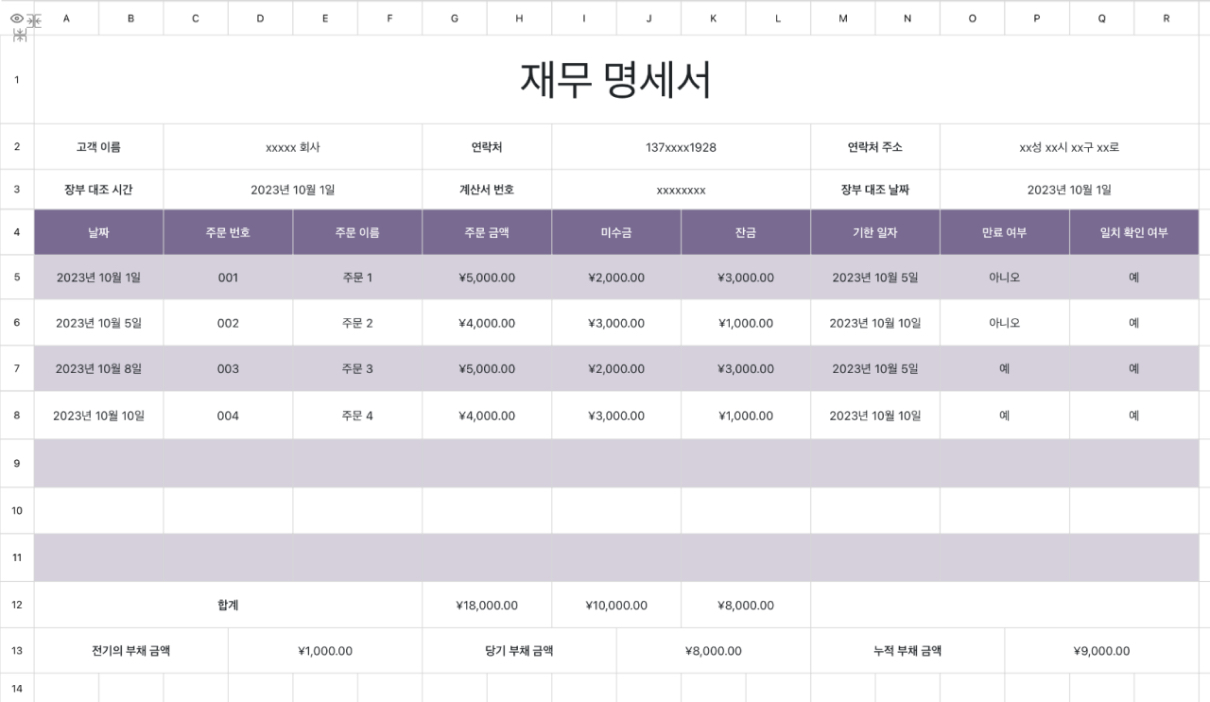 회계 대조표 1